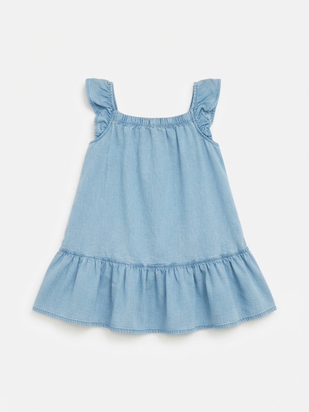 OshKosh B'Gosh Chambray Blue Ruffle Strap Drop Waist Toddler Dress Size 24 Month
